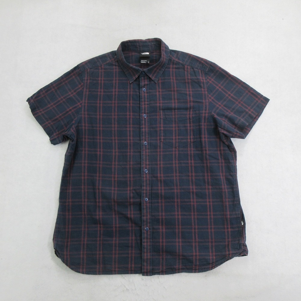 The North Face Mens XL Plaid Short Sleeve Button Up Shirt Chest Pocket - Picture 1 of 10
